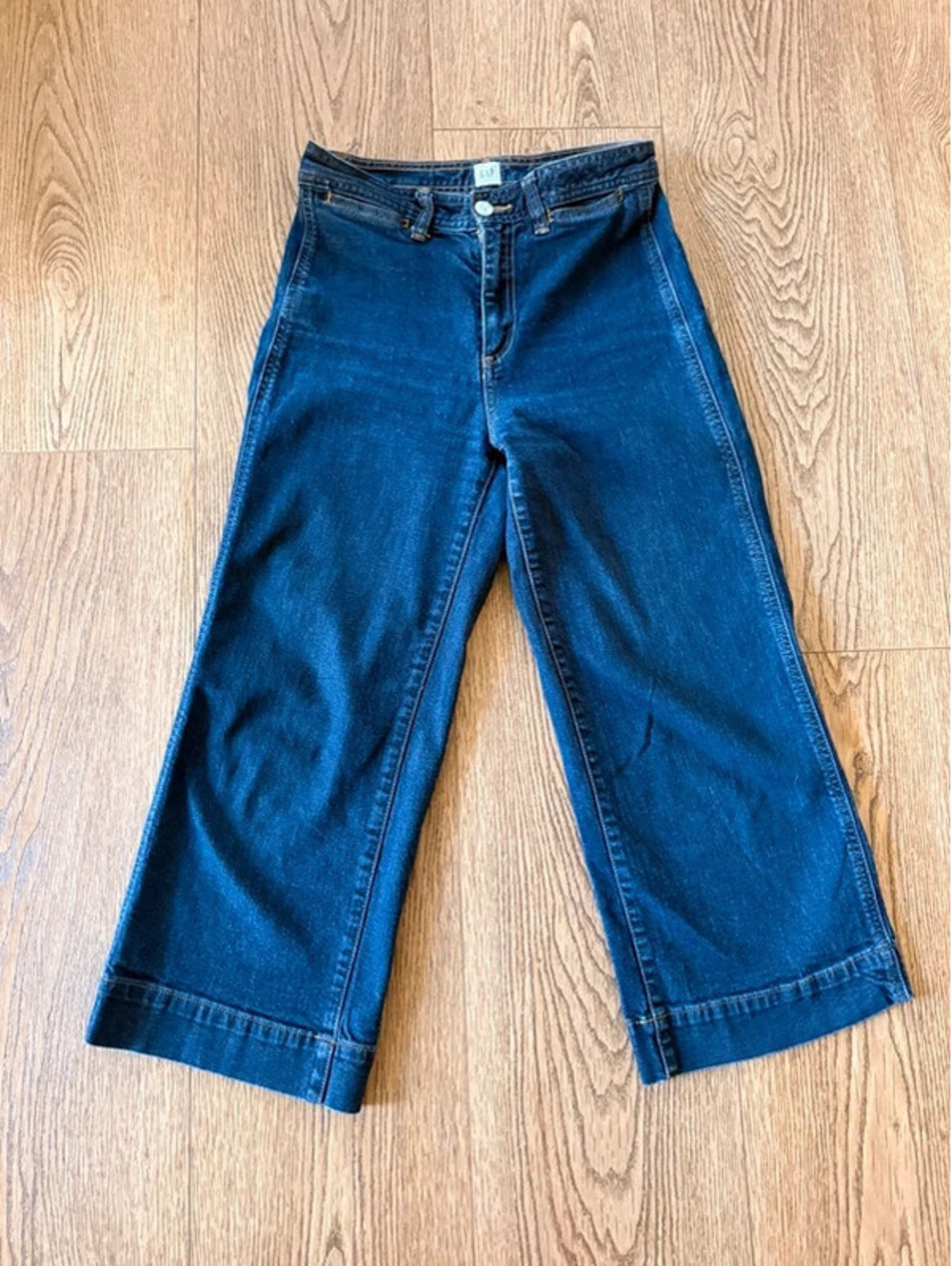 Gap High Rise Wide-Leg Crop Jeans Dark Wash Size 2 / 26 Petite